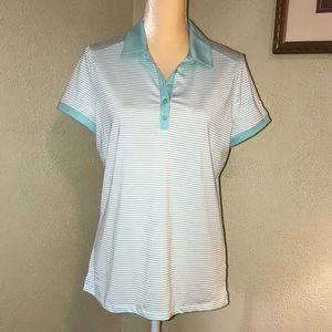 Nike Golf Aqua Striped Dri-fit Polo Shirt Large